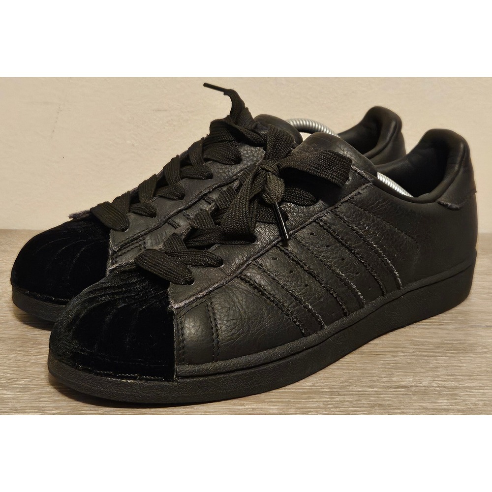 Adidas Originals Superstar 80s Velvet Black Leather Sneakers CG6011 Size 7